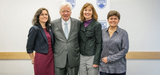From Left to Right: Dr. Elizabeth Croft, Associate Dean, Education and Professional Development, Faculty of Applied Science, John Bell, Member of the Board, Goldcorp, Dr. Rachel Kuske, Senior Advisor to the Provost on Women Faculty, UBC, Maryse Belanger, Senior Vice President, Technical Services, Goldcorp./ Photo: Don Erhardt